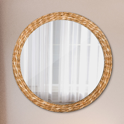 Round decorative wall mirror Reed texture