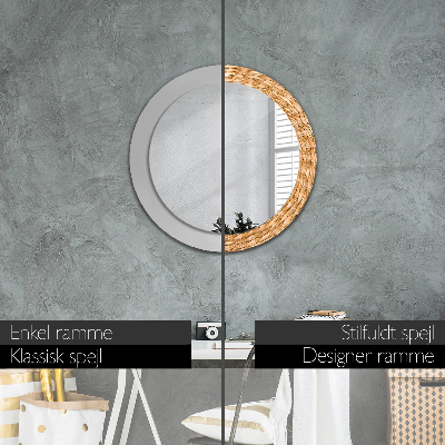 Round decorative wall mirror Reed texture