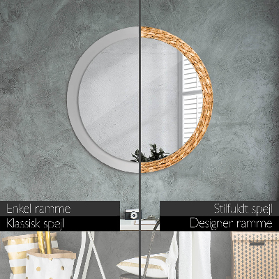 Round decorative wall mirror Reed texture