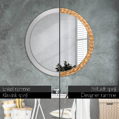 Round decorative wall mirror Reed texture