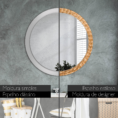 Round decorative wall mirror Reed texture