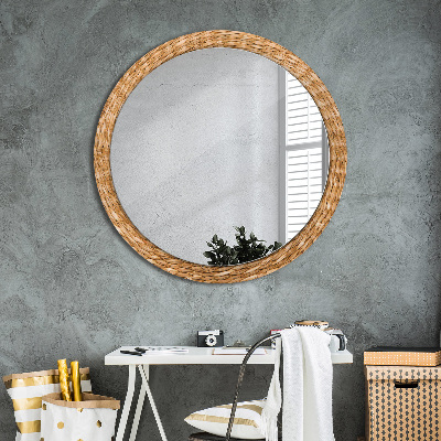 Round decorative wall mirror Reed texture