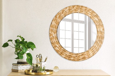 Round decorative wall mirror Reed texture