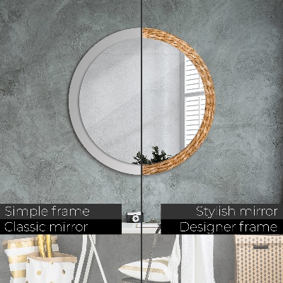 Round decorative wall mirror Reed texture