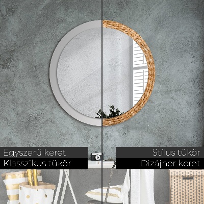 Round decorative wall mirror Reed texture