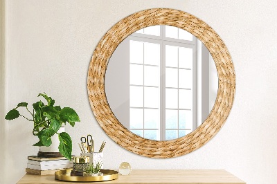 Round decorative wall mirror Reed texture