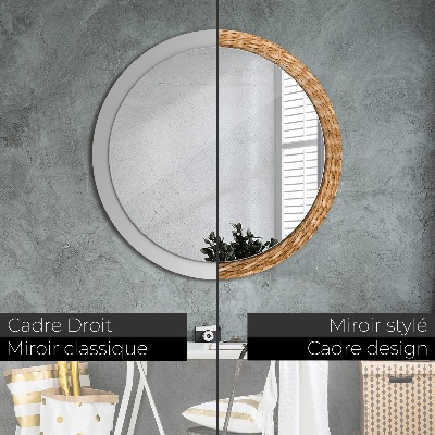 Round decorative wall mirror Reed texture