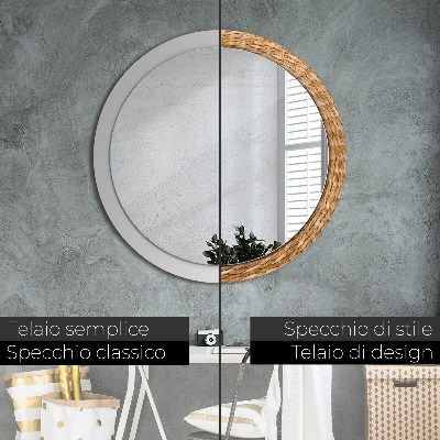 Round decorative wall mirror Reed texture