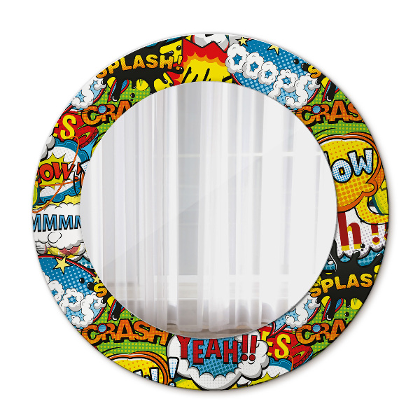 Round decorative wall mirror Comics style pattern