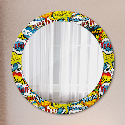 Round decorative wall mirror Comics style pattern