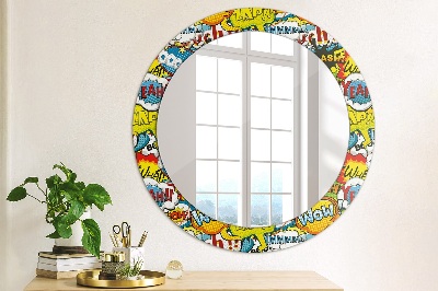 Round decorative wall mirror Comics style pattern