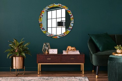 Round decorative wall mirror Comics style pattern