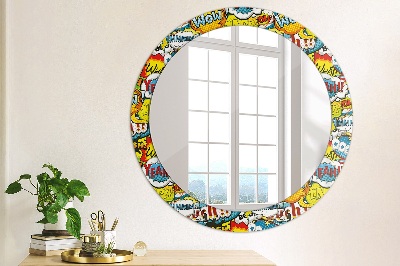 Round decorative wall mirror Comics style pattern