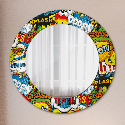 Round decorative wall mirror Comics style pattern