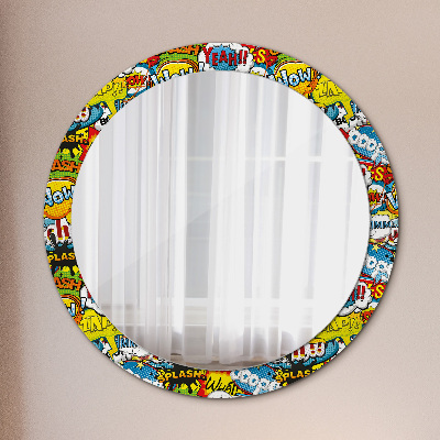 Round decorative wall mirror Comics style pattern