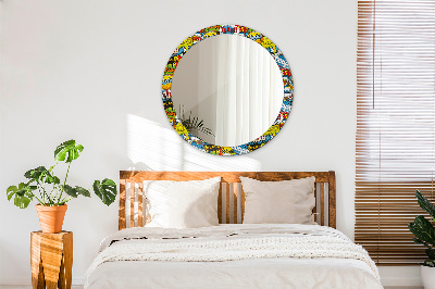 Round decorative wall mirror Comics style pattern