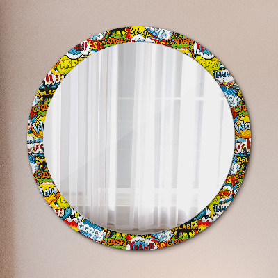 Round decorative wall mirror Comics style pattern