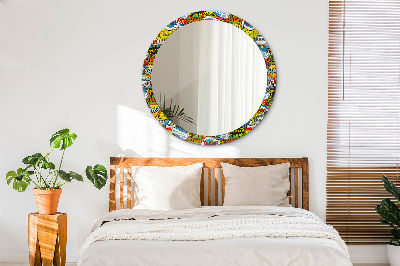 Round decorative wall mirror Comics style pattern