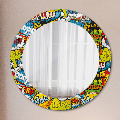 Round decorative wall mirror Comics style pattern