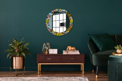 Round decorative wall mirror Comics style pattern