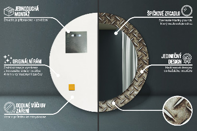 Round decorative wall mirror Steel texture