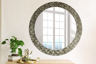 Round decorative wall mirror Steel texture