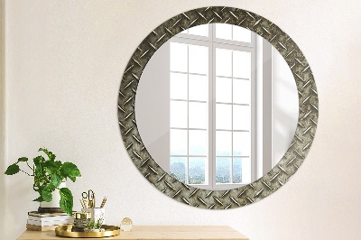 Round decorative wall mirror Steel texture