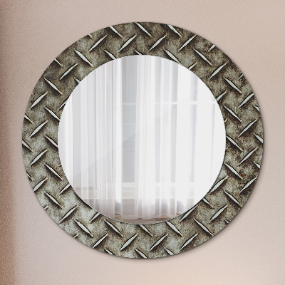 Round decorative wall mirror Steel texture