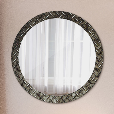 Round decorative wall mirror Steel texture