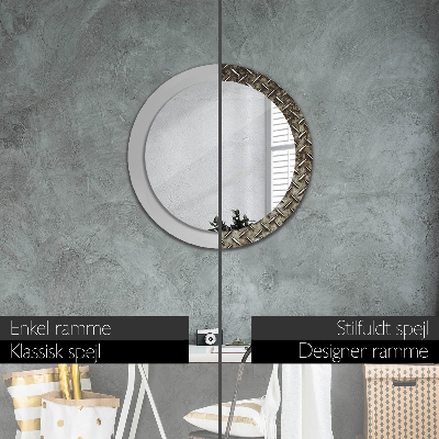 Round decorative wall mirror Steel texture