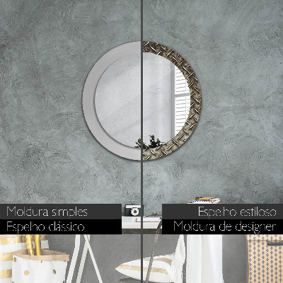 Round decorative wall mirror Steel texture