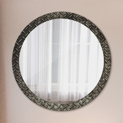 Round decorative wall mirror Steel texture