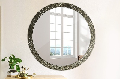 Round decorative wall mirror Steel texture