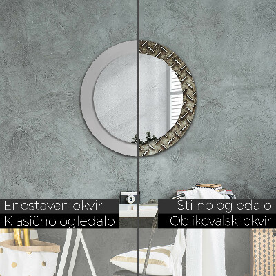 Round decorative wall mirror Steel texture