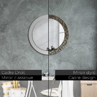 Round decorative wall mirror Steel texture