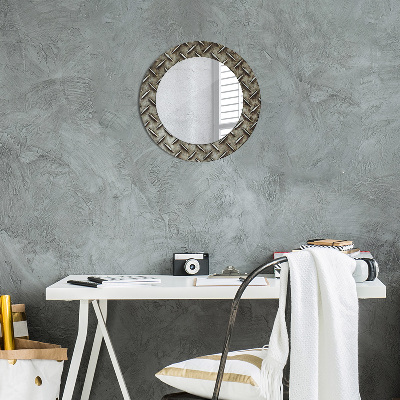 Round decorative wall mirror Steel texture