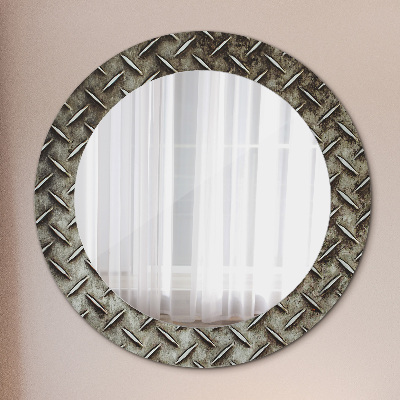 Round decorative wall mirror Steel texture