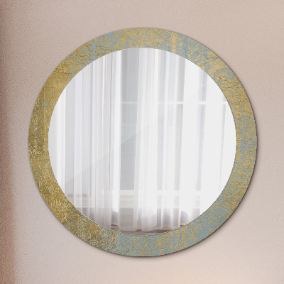 Round mirror printed frame Golden foil texture