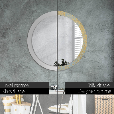 Round mirror printed frame Golden foil texture