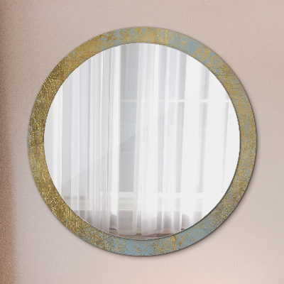 Round mirror printed frame Golden foil texture