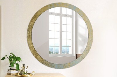 Round mirror printed frame Golden foil texture