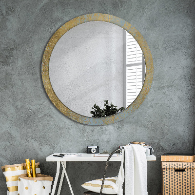 Round mirror printed frame Golden foil texture