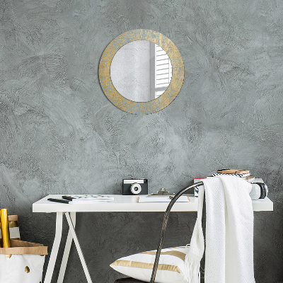 Round mirror printed frame Golden foil texture