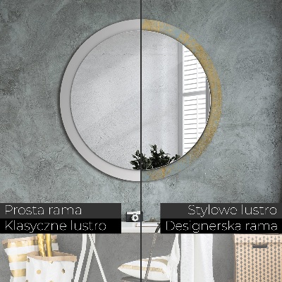 Round mirror printed frame Golden foil texture