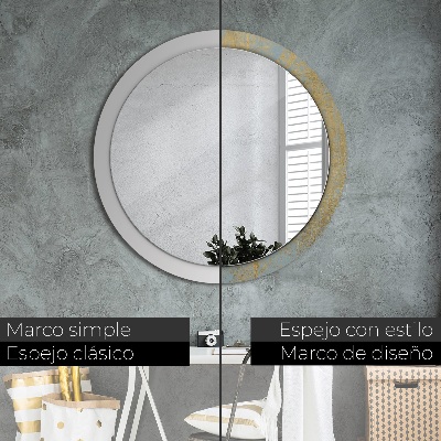 Round mirror printed frame Golden foil texture