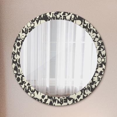 Round decorative wall mirror Abstract typography