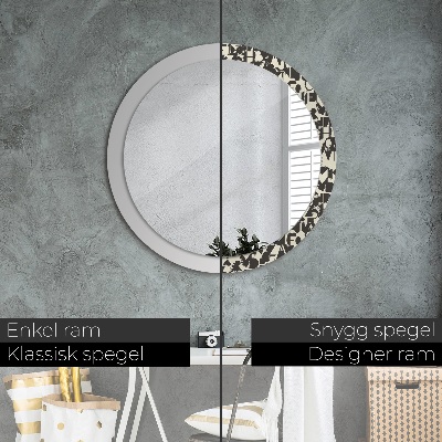 Round decorative wall mirror Abstract typography