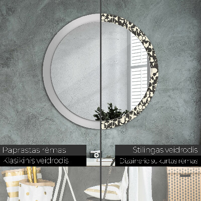 Round decorative wall mirror Abstract typography