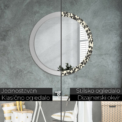 Round decorative wall mirror Abstract typography