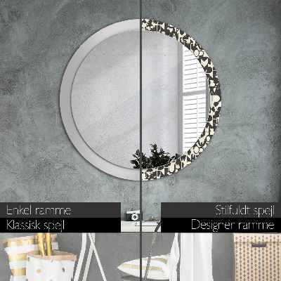 Round decorative wall mirror Abstract typography